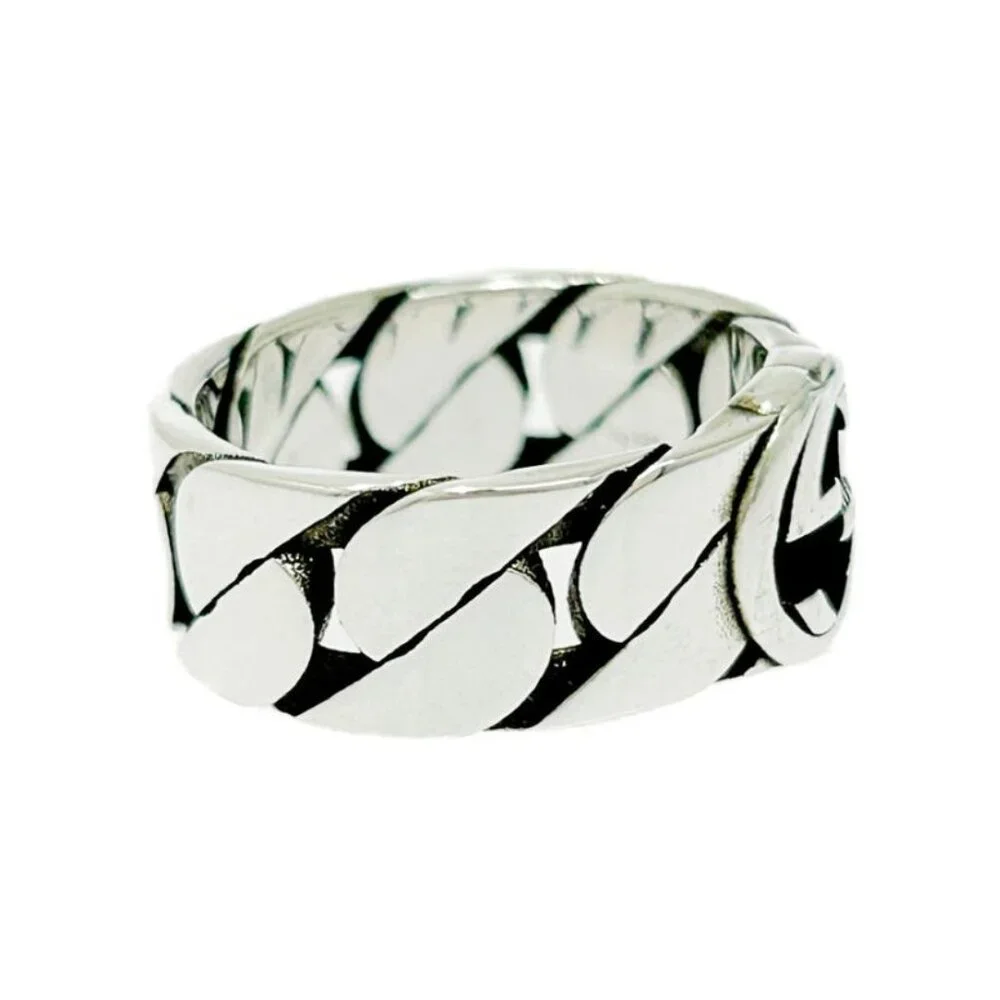 Gucci Silver Interlocking G Chain Ring 6.4 g 925 Engraved Ring - Picture 4 of 8